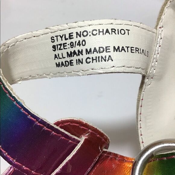 Dolls Kill Y.R.U. Chariot Chunky Platform Loafers Holographic Size 9 - Picture 8 of 10